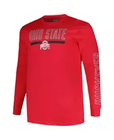 Men's Profile Scarlet Ohio State Buckeyes Big and Tall Two-Hit Graphic Long Sleeve T-shirt