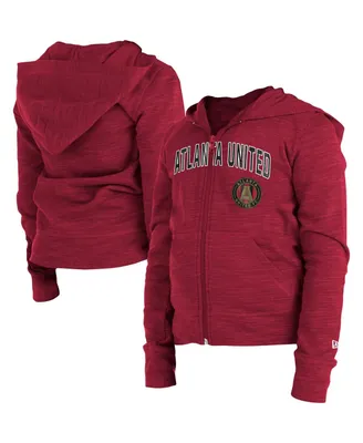 Big Girls New Era Red Atlanta United Fc Space-Dye Full-Zip Hoodie