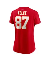 Women's Nike Travis Kelce Kansas City Chiefs Player Name and Number T-shirt