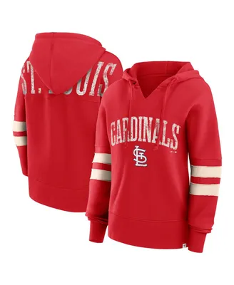 Women's Fanatics Red Distressed St. Louis Cardinals Bold Move V-Neck Pullover Hoodie