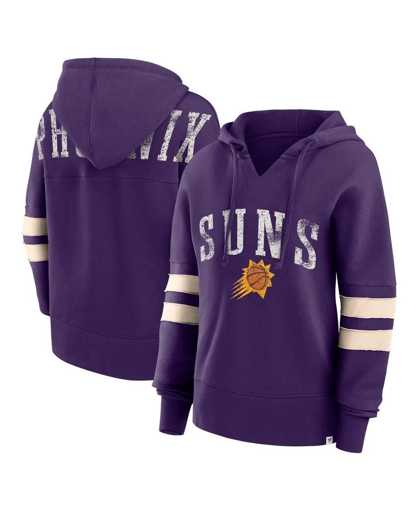 Women's Fanatics Purple Distressed Phoenix Suns Bold Move Dolman V-Neck Pullover Hoodie