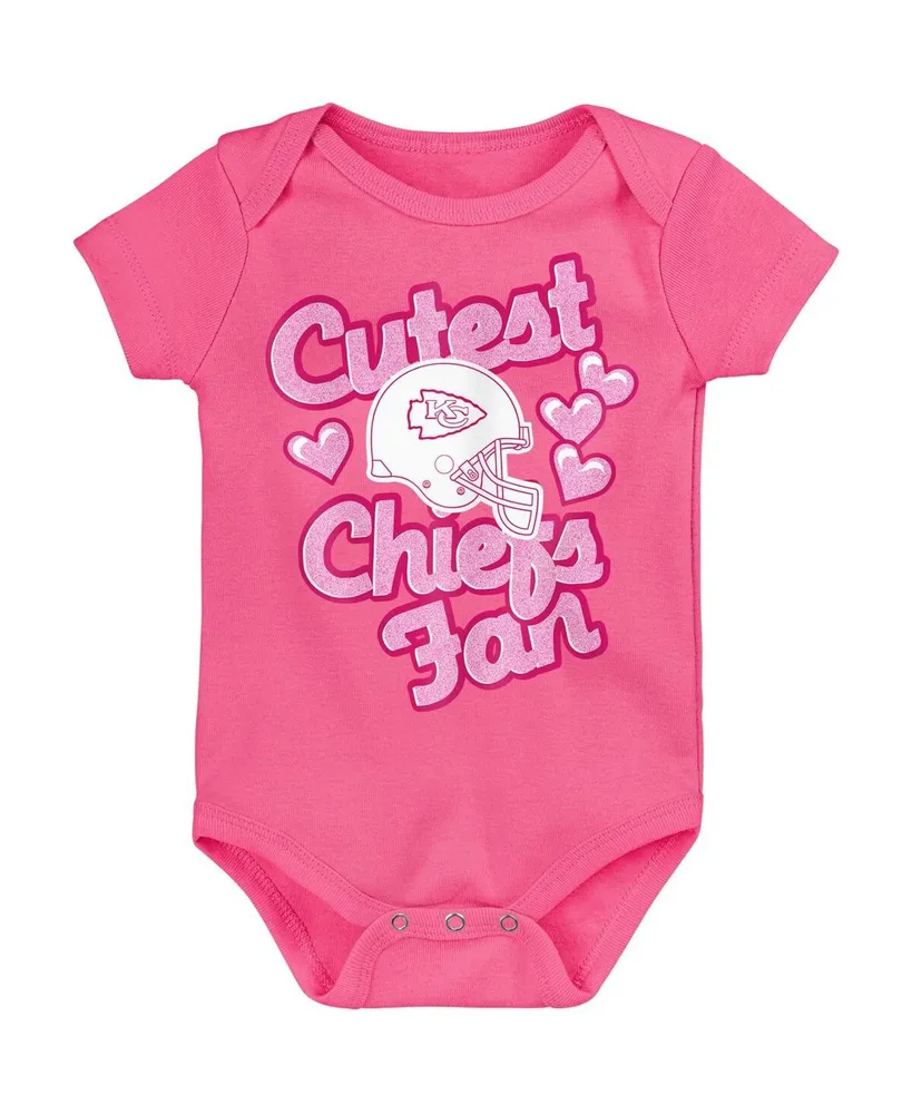 Girls Newborn and Infant Pink Kansas City Chiefs Cutest Fan Hearts Bodysuit