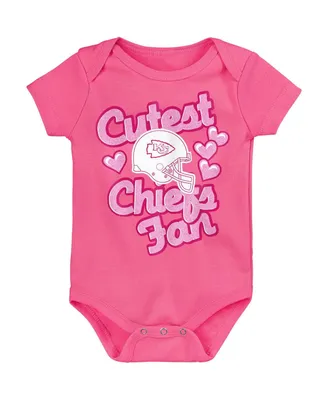 Girls Newborn and Infant Pink Kansas City Chiefs Cutest Fan Hearts Bodysuit