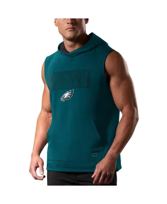 Men's Msx by Michael Strahan Midnight Green Philadelphia Eagles Marathon Sleeveless Pullover Hoodie