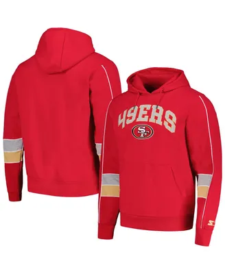 Men's Starter Scarlet San Francisco 49ers Captain Pullover Hoodie