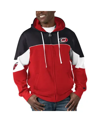 Men's Starter Red, Black Carolina Hurricanes Power Forward Full-Zip Hoodie