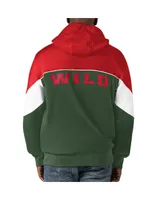 Men's Starter Green, Red Minnesota Wild Power Forward Full-Zip Hoodie