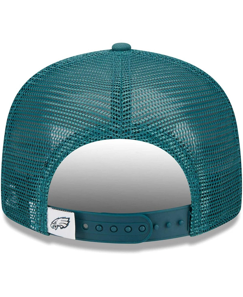 Youth Boys and Girls New Era Midnight Green Philadelphia Eagles Main Trucker 9FIFTY Snapback Hat