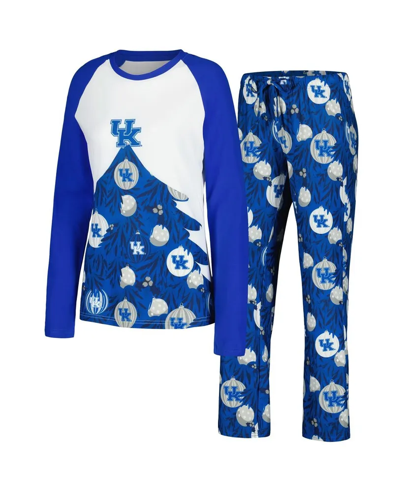 Women's Concepts Sport Royal Kentucky Wildcats Tinsel Ugly Sweater Long Sleeve T-shirt and Pants Sleep Set