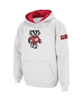 Big Boys Colosseum White Wisconsin Badgers Logo Pullover Hoodie