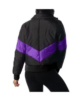 Women's The Wild Collective Black Minnesota Vikings Puffer Full-Zip Hoodie Jacket