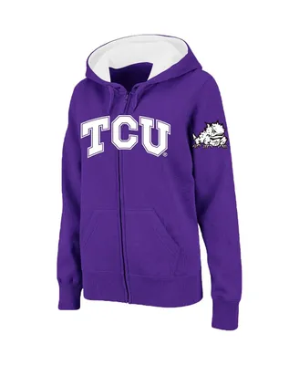 Women's Colosseum Purple Tcu Horned Frogs Arched Name Full-Zip Hoodie