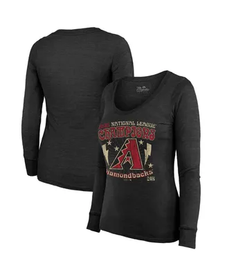 Women's Majestic Threads Black Arizona Diamondbacks 2023 National League Champions Tour Long Sleeve Tri-Blend T-shirt