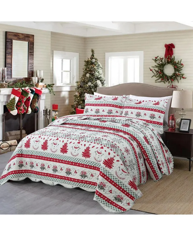 3 Piece Christmas Snowman Reversible Quilt Set, By013