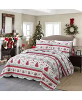 MarCielo 3 Pcs Winter Christmas Quilt Bedspread Set