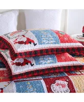 MarCielo 3 Pcs Festive Christmas Quilt Bedspread Set Holiday Bedding for Your Bedroom