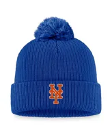 Women's Fanatics Royal New York Mets Run The Bases Long Sleeve T-shirt and Cuffed Knit Hat with Pom Combo Set