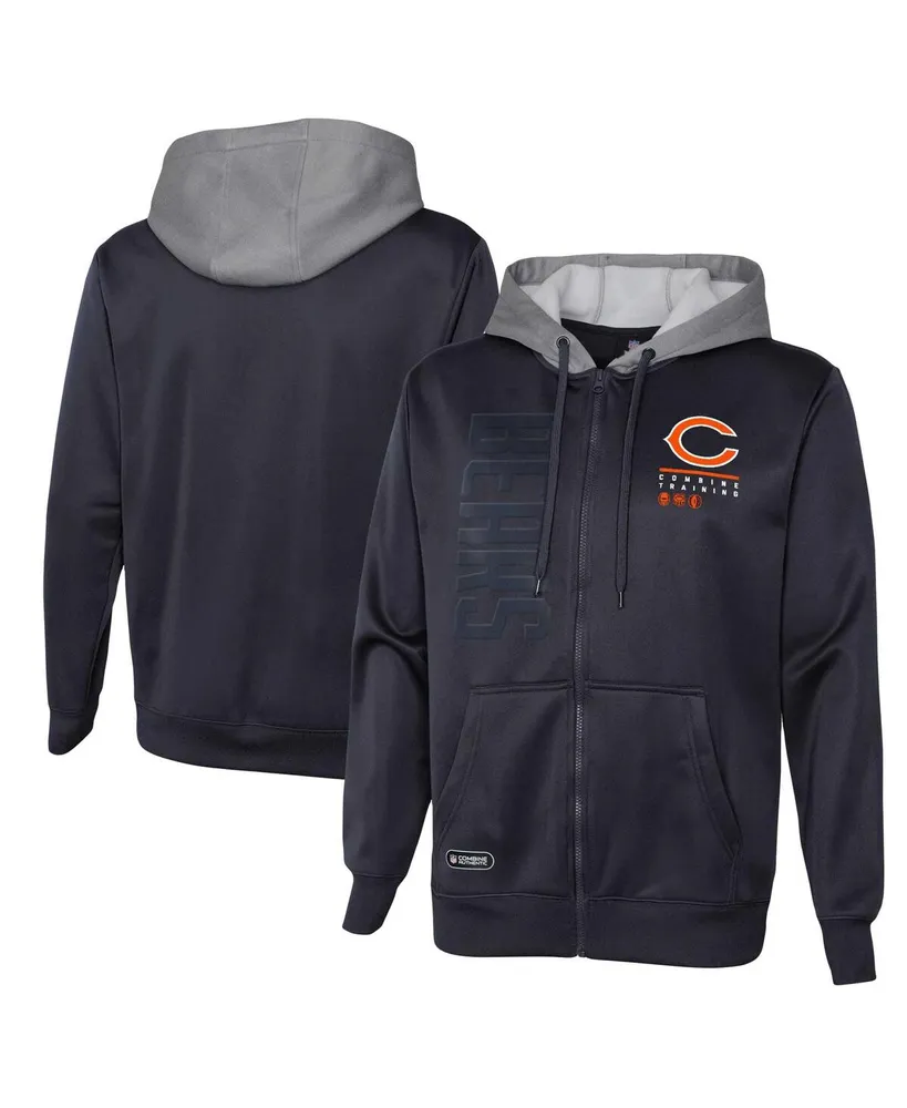 Men's Navy Chicago Bears Combine Authentic Field Play Full-Zip Hoodie Sweatshirt