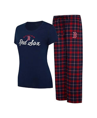 Women's Concepts Sport Navy, Red Boston Sox Arctic T-shirt and Flannel Pants Sleep Set