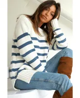 Paneros Clothing Women's Cotton Jodi Stripe Tunic Sweater