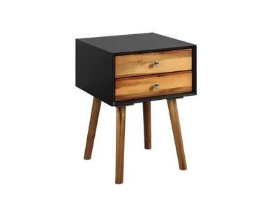 Mid-Century Wooden Multipurpose End Table with 2 Storage Drawers