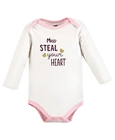 Hudson Baby Baby Girls Cotton Long-Sleeve Bodysuits, Steal Your Heart