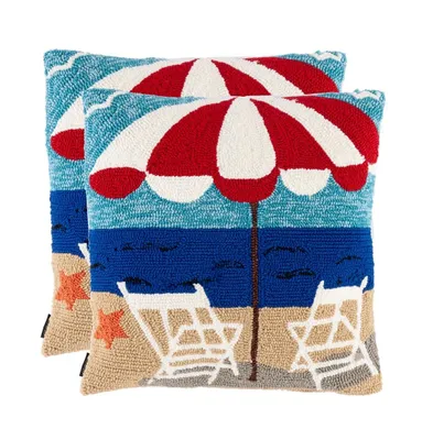 Safavieh Indoor/Outdoor Beach Chair 20" x 20" Pillow (Set of 2)