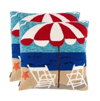 Safavieh Indoor/Outdoor Beach Chair 20" x 20" Pillow (Set of 2)