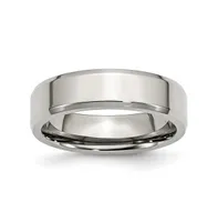 Chisel Stainless Steel Polished 6mm Beveled Edge Band Ring