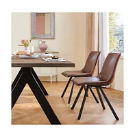 Modern Pu Leather Dining Chair with Metal Legs,Set of