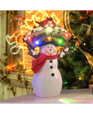 Resin Snowman Light Tabletop Christmas Decoration Led Party Ornament Home Indoor