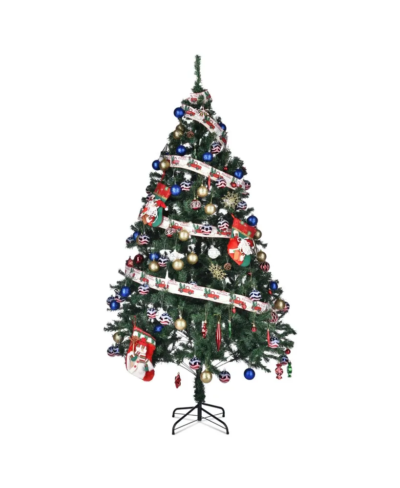 Yescom 7.5 Ft Artificial Christmas Tree Hinged Metal Stand W/1000 Branch Tips, For Home Party Holiday Decoration, Green
