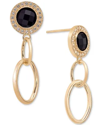 Onyx & White Topaz (1/2 ct. t.w.) Halo Link Drop Earrings 14k Gold-Plated Sterling Silver (Also Turquoise)