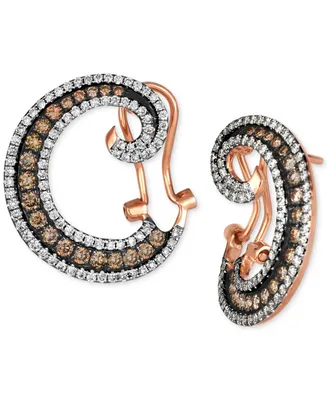 Le Vian Chocolatier Chocolate Diamond & Vanilla Diamond Spiral Hoop Earrings (1-3/8 ct. t.w.) in 14k Rose Gold