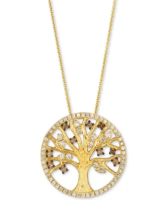 Le Vian Chocolate Diamond & Nude Diamond Tree Adjustable 20" Pendant Necklace (3/4 ct. t.w.) in 14k Gold