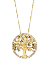Le Vian Chocolate Diamond & Nude Diamond Tree Adjustable 20" Pendant Necklace (3/4 ct. t.w.) in 14k Gold