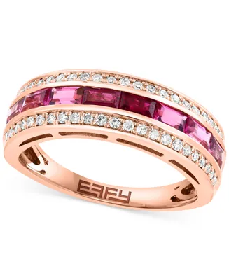 Effy Ruby (1/5 ct. t.w.), Pink Tourmaline (3/8 ct. t.w.) & Diamond (1/5 ct. t.w.) Ring in 14k Rose Gold