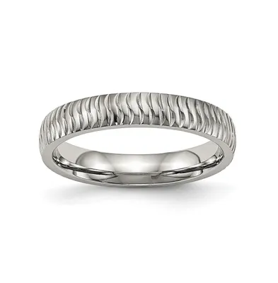 Chisel Stainless Steel Polished and Textured 4mm Band Ring