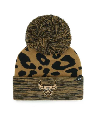 Women's '47 Brand Leopard Chicago Bulls Rosette Cuffed Knit Hat with Pom