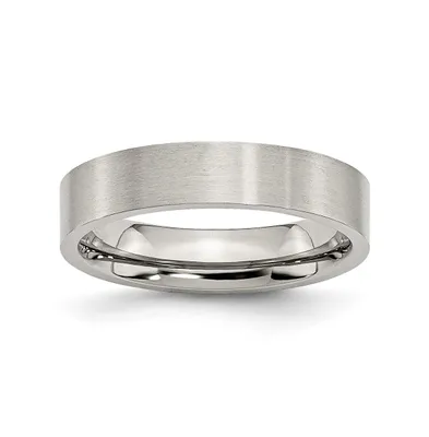 Chisel Stainless Steel Brushed 5mm Flat Band Ring