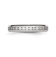 Chisel Stainless Steel Polished 4mm April Clear Cz Ring