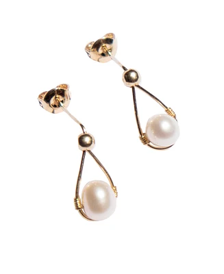 Leighton - faux pearl pendant earrings