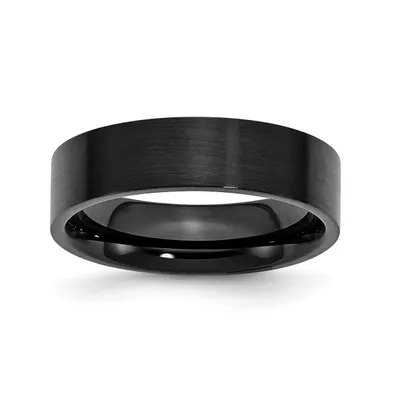 Chisel Stainless Steel Brushed Black Ip-plated 6mm Flat Band Ring