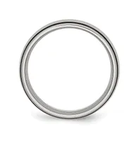 Chisel Stainless Steel Brushed with Black Rubber 8mm Band Ring