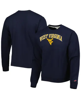 Men's League Collegiate Wear Navy Distressed West Virginia Mountaineers 1965 Arch Essential Lightweight Pullover Sweatshirt