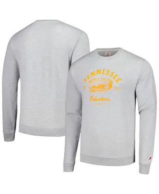 Men's League Collegiate Wear Heather Gray Distressed Tennessee Volunteers Stadium Essential Pullover Sweatshirt