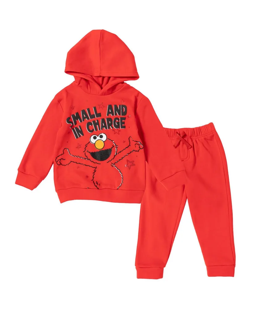 Sesame Street Elmo Cookie Monster Boy's Fleece Pullover Hoodie and Pants  Outfit Set Toddler