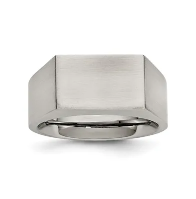 Chisel Stainless Steel Brushed and Polished Signet Ring