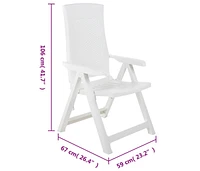 Patio Reclining Chairs 2 pcs Plastic White