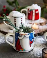 over&back Snowman and Santa Stackable Mugs, Set of 4